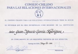 Consejo Chileno para las Relaciones Internacionales incorpora a Juan ignacio García como miembro ...