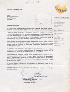 Carta de Mónica Jiménez  Directora Ejecutiva de Corporación PARTICIPA