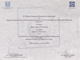Diploma de Participación a Conferencia