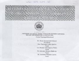 Documento de exposición de la XI Conferencia de la Asociación de Organismos Electores de America del Sur