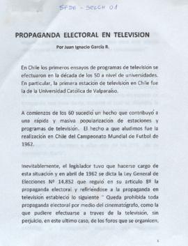 Exposición de Propaganda Electoral en Televisión