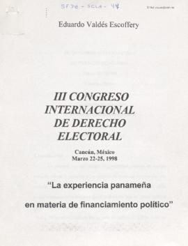 Experiencia Panameña en materia de financiamiento político