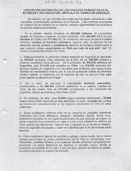 Inscripción automática  de los chilenos residentes en el exterior y aplicación del artículo 54: Cambio de Domicilio