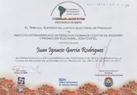 Diploma de Participación del Tribunal Superior de Justicia Electoral de Paraguay